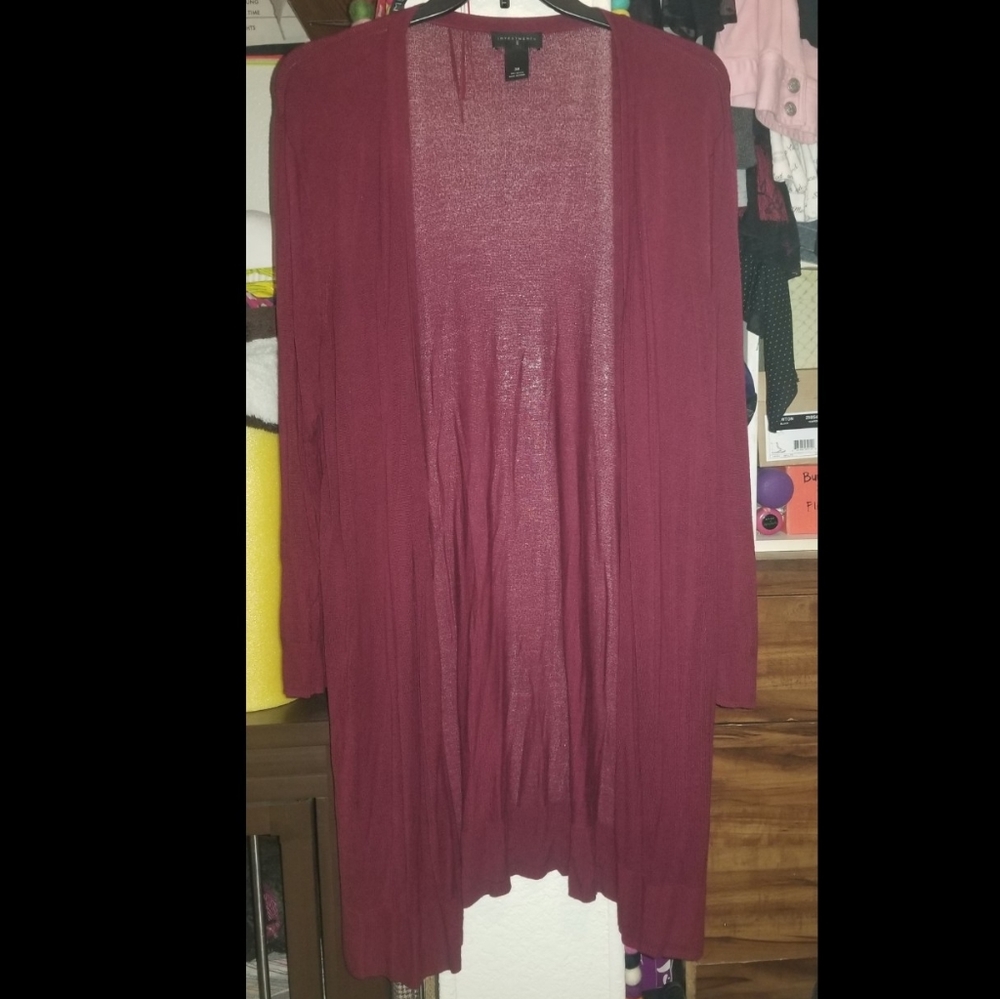 Wine colored long duster/cardigan